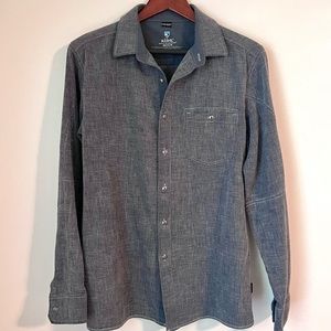 KUHL Uproar 5 Panel Woven Long Sleeve Button Up Shirt Size Medium Blue Gray